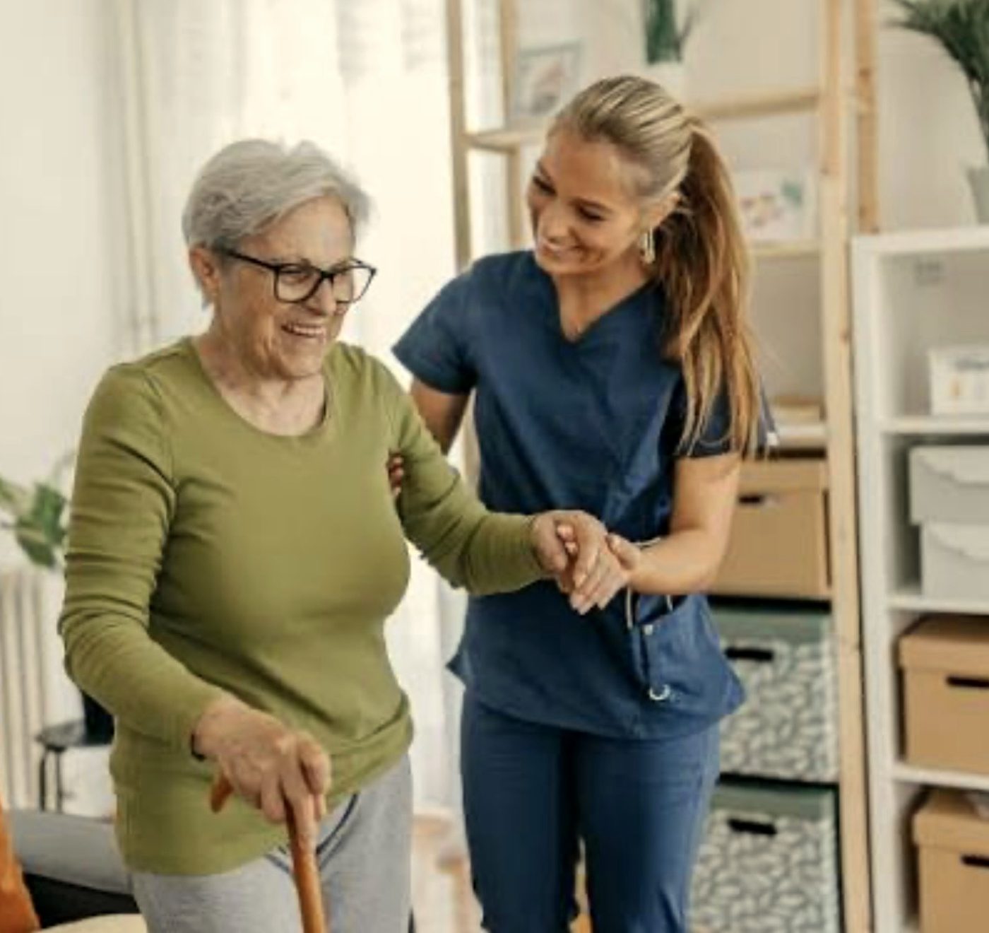 Dillon Home Care caregiver and senior client at home